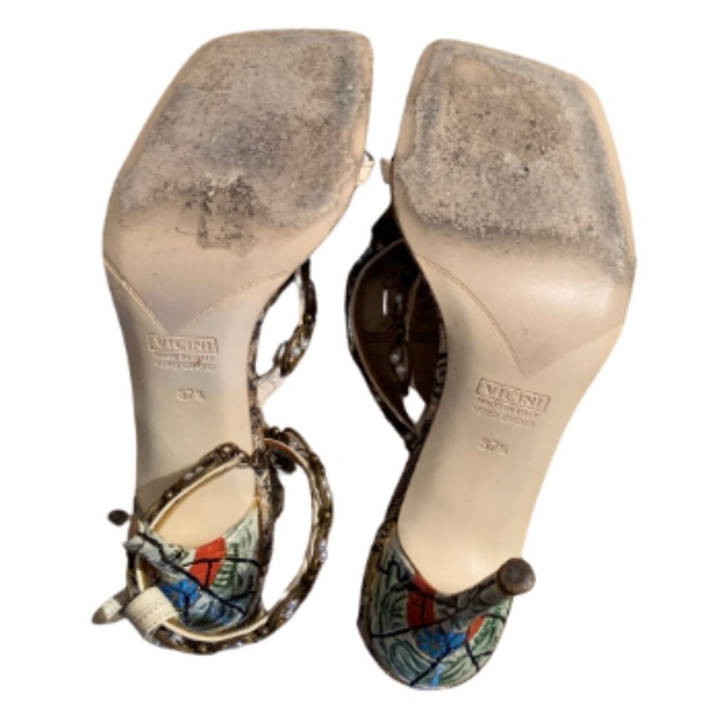 Giuseppe Zanotti Vintage Rare Ankle Wrap Sandals w/Pearls and Art Heels - Picture 9 of 9
